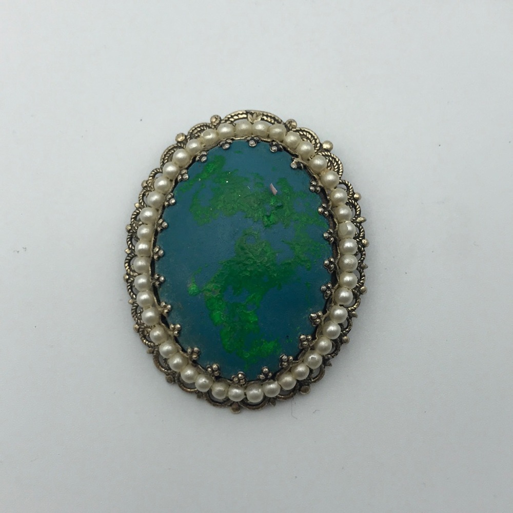 Handpainted World Brooch Made in Hong Kong